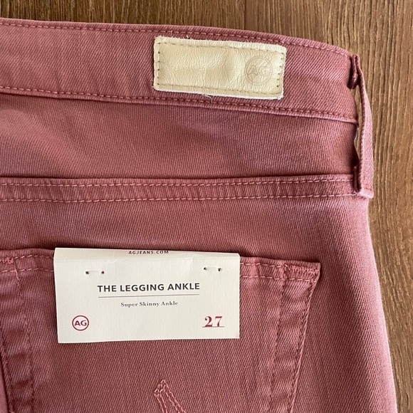 NEW AG Adriano Goldschmied Jeans Legging Ankle Super Skinny Raw Hem Pink Size 27 - Picture 7 of 7